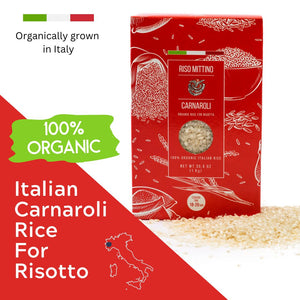 RISO MITTINO Organic Carnaroli Rice For Risotto. Imported from Piemonte Italy. Chef’s choice Vacuum Packed for Freshness 35.5 oz pack (1 kg) - International Loft